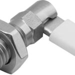 SPERRRIEGEL MIT ANSCHLAG, RECHTS, D=5, M10, FORM:D M. GEW.HÜLSE/MUTTER/KAPPE, EDELSTAHL BLANK,