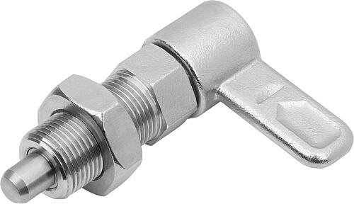 SPERRRIEGEL MIT INNENFÜHRUNG, D=5, M10X1, FORM:B OHNE KAPPE, MIT MUTTER, EDELSTAHL BLANK