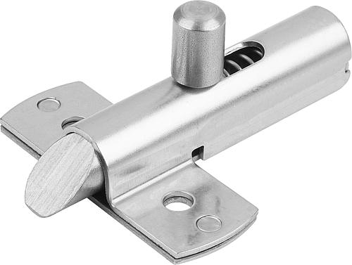 RIEGEL MIT RÜCKSTELLFEDER FORM:B RIEGEL NACH UNTEN L=73,5, B=56, EDELSTAHL 1.4301