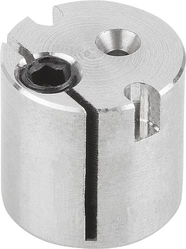 AUFNAHME EXZENTRISCH D=18 H=15,8 EDELSTAHL, MIT ZENTRIERBOHRUNG, SW=2,5