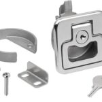 SCHNAPPVERSCHLUSS MIT GRIFF KLAPPBAR, FORM:A ABSCHLIEßBAR, S=12-22, EDELSTAHL A2 1.4401 POLIERT