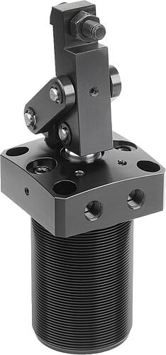 HEBELSPANNER PNEUMATISCH, EINSCHRAUBBAR MIT FLANSCH, GR.32, M50X1,5, H=170, ALUMINIUM SCHWARZ