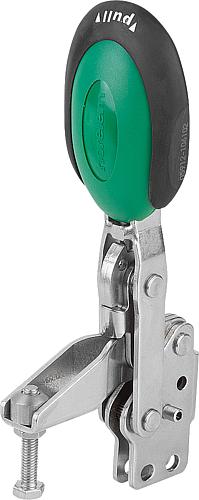 SCHNELLSPANNER VERTIKAL MIT SICHERHEITSVERRIEG., FUß SENKRECHT F1=2000, VERSTELLB. ANDRUCKSPINDEL