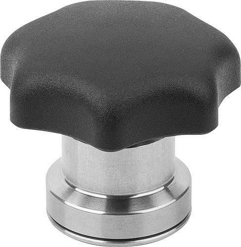 STERNGRIFF MIT SPANNKRAFTVERSTÄRKER D=M12, D1=63, H=47, FORM:K, THERMOPLAST SCHWARZ, KOMP:STAHL