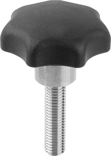 STERNGRIFF METALLDETEKTIERBAR, MIT VORSTEHENDER BUCHSE M10X40, D1=50, H=50, FORM:L MIT
