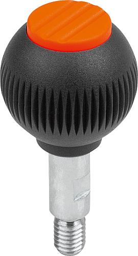 GRIFFKUGEL DREHBAR GR.3, D1=40 D=M10X15, THERMOPLAST SCHWARZGRAU RAL7021, KOMP:EDELSTAHL,