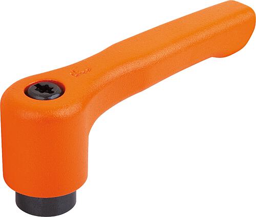 KLEMMHEBEL FLACH GR.3 M10, ZINK ORANGE RAL2004 STRUKTURMATT, KOMP:STAHL BRÜNIERT
