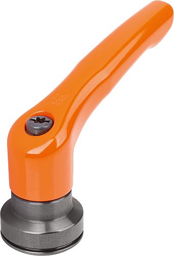 KLEMMHEBEL MIT SPANNKRAFTVERSTÄRKER GR.2 M08, ZINK ORANGE RAL2004 KUNSTSTOFFBESCHICHTET, KOMP:STAHL