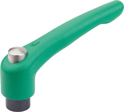 KLEMMHEBEL MIT SCHUTZKAPPE GR.3 5/16-18, ZINK GRÜN RAL6032 STRUKTURMATT, KOMP:STAHL BRÜNIERT