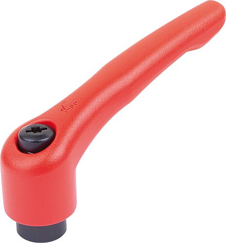 KLEMMHEBEL GR.5 M16, ZINK ROT RAL3020 STRUKTURMATT, KOMP:STAHL BRÜNIERT