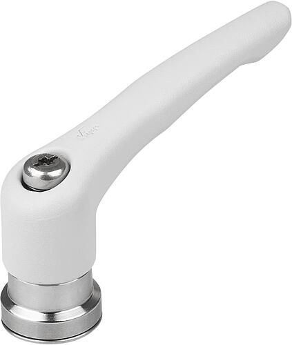 KLEMMHEBEL MIT SPANNKRAFTVERSTÄRKER GR.5 M12, ZINK GRAU RAL7035 STRUKTURMATT, KOMP:EDELSTAHL BLANK