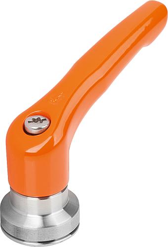 KLEMMHEBEL MIT SPANNKRAFTVERSTÄRKER GR.4 M10, ZINK ORANGE RAL2004 KUNSTSTOFFBESCHICHTET,
