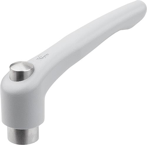KLEMMHEBEL MIT SCHUTZKAPPE GR.2 M06, ZINK GRAU RAL7040 STRUKTURMATT, KOMP:EDELSTAHL BLANK