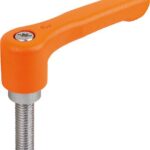 KLEMMHEBEL FLACH GR.2 1/4-20X15, ZINK ORANGE RAL2004 STRUKTURMATT, KOMP:EDELSTAHL BLANK