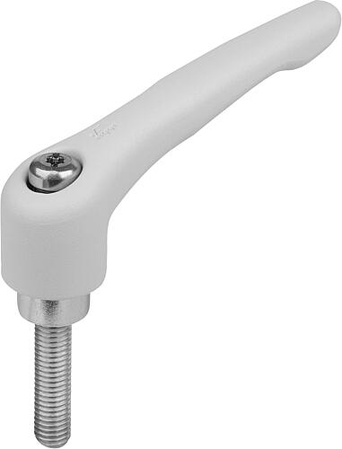 KLEMMHEBEL GR.4 M10X40, ZINK GRAU RAL7035 STRUKTURMATT, KOMP:STAHL BLAU-PASSIVIERT