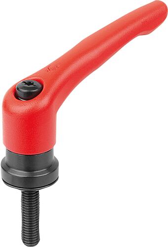 KLEMMHEBEL MIT SPANNKRAFTVERSTÄRKER GR.4 M10X20, ZINK ROT RAL3020 STRUKTURMATT, KOMP:STAHL BRÜNIERT