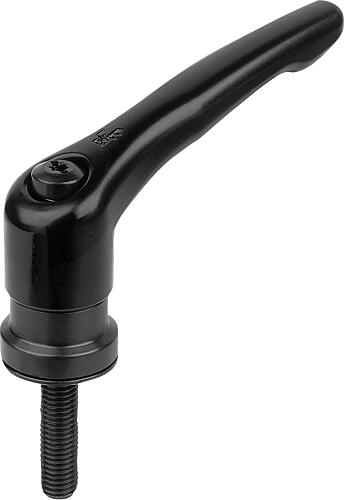 KLEMMHEBEL MIT SPANNKRAFTVERSTÄRKER GR.2 M08X10, ZINK SCHWARZ RAL9005 SEIDENMATT, KOMP:STAHL