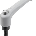 KLEMMHEBEL MIT SCHUTZKAPPE GR.2 1/4-20X45, ZINK GRAU RAL7040 STRUKTURMATT, KOMP:STAHL BRÜNIERT