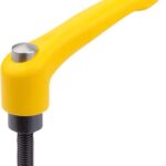 KLEMMHEBEL MIT SCHUTZKAPPE GR.2 5/16-18X55, ZINK GELB RAL1021 STRUKTURMATT, KOMP:STAHL BRÜNIERT
