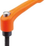 KLEMMHEBEL MIT SCHUTZKAPPE GR.2 5/16-18X50, ZINK ORANGE RAL2004 STRUKTURMATT, KOMP:STAHL BRÜNIERT