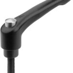 KLEMMHEBEL MIT SCHUTZKAPPE GR.2 1/4-20X15, ZINK SCHWARZ RAL9005 STRUKTURMATT, KOMP:STAHL BRÜNIERT