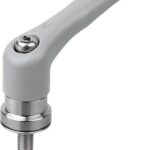KLEMMHEBEL MIT SPANNKRAFTVERSTÄRKER GR.2 M08X10, ZINK GRAU RAL7040 STRUKTURMATT, KOMP:EDELSTAHL