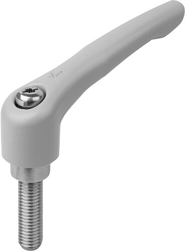 KLEMMHEBEL GR.2 M08X30, ZINK GRAU RAL7040 STRUKTURMATT, KOMP:EDELSTAHL BLANK