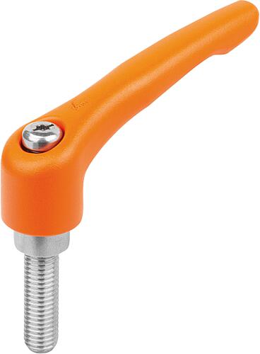 KLEMMHEBEL GR.2 M06X40, ZINK ORANGE RAL2004 STRUKTURMATT, KOMP:EDELSTAHL BLANK