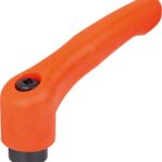 KLEMMHEBEL GR.2, 5/16-18, HOCHLEISTUNGSTHERMOPLAST ORANGE RAL2004, KOMP:STAHL BRÜNIERT