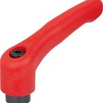 KLEMMHEBEL GR.2, 5/16-18, HOCHLEISTUNGSTHERMOPLAST ROT RAL3020, KOMP:STAHL BRÜNIERT