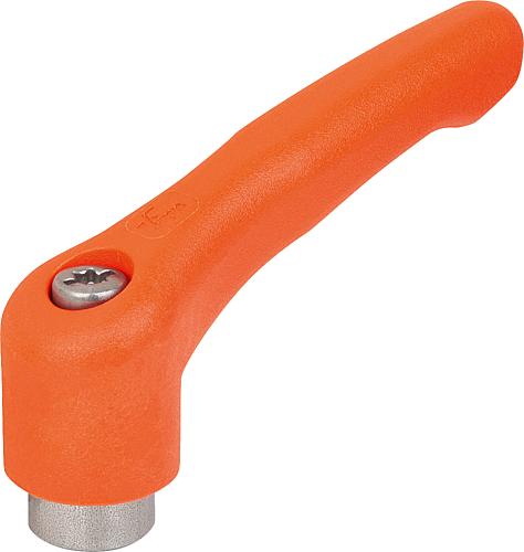 KLEMMHEBEL GR.2, M06, HOCHLEISTUNGSTHERMOPLAST ORANGE RAL2004, KOMP:EDELSTAHL BLANK