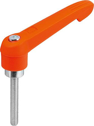 KLEMMHEBEL GR.1 M06X35, KUNSTSTOFF ORANGE RAL2004, KOMP:STAHL BLAU-PASSIVIERT