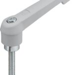 KLEMMHEBEL GR.2 M06X45, KUNSTSTOFF GRAU RAL7035, KOMP:STAHL BLAU-PASSIVIERT