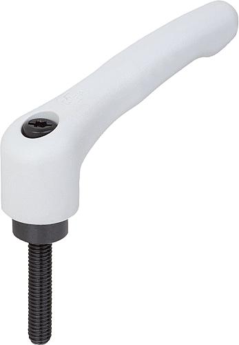 KLEMMHEBEL GR.2 M10X45, HOCHLEISTUNGSTHERMOPLAST GRAU RAL7035, KOMP:STAHL BRÜNIERT