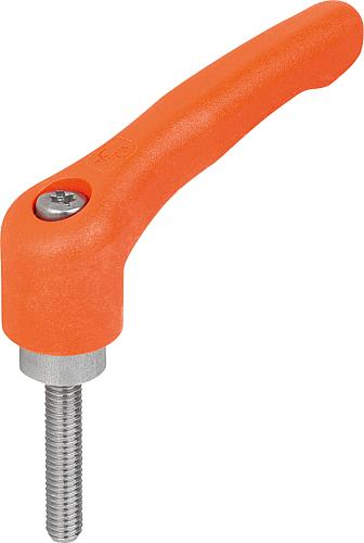 KLEMMHEBEL GR.3 M08X60, HOCHLEISTUNGSTHERMOPLAST ORANGE RAL2004, KOMP:EDELSTAHL BLANK