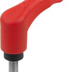 KLEMMHEBEL ECO GR.2 M06X15, KUNSTSTOFF ROT RAL3020, KOMP:EDELSTAHL
