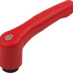 KLEMMHEBEL MIT SICHERHEITSFUNKTION GR.3 M10, KUNSTSTOFF ROT RAL3020, KOMP:STAHL