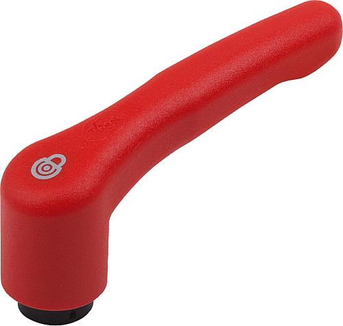 KLEMMHEBEL MIT SICHERHEITSFUNKTION GR.2 5/16-18, KUNSTSTOFF ROT RAL3020, KOMP:STAHL
