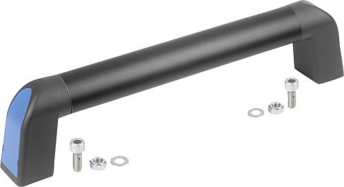 ROHRGRIFF BIGHAND, A=250, D=8 ALUMINIUM SCHWARZ ELOXIERT, KOMP:THERMOPLAST SCHWARZGRAU RAL7021,