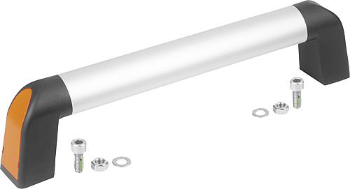 ROHRGRIFF BIGHAND, A=200, D=8 ALUMINIUM NATUR ELOXIERT, KOMP:THERMOPLAST SCHWARZGRAU RAL7021,