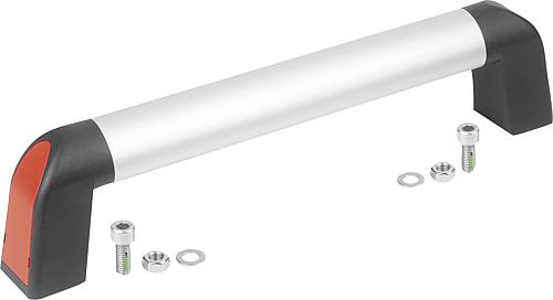ROHRGRIFF BIGHAND, A=350, D=8 ALUMINIUM NATUR ELOXIERT, KOMP:THERMOPLAST SCHWARZGRAU RAL7021,