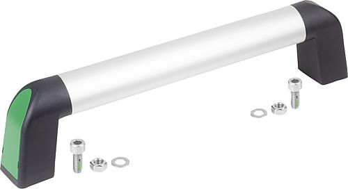 ROHRGRIFF BIGHAND, A=250, D=8 ALUMINIUM NATUR ELOXIERT, KOMP:THERMOPLAST SCHWARZGRAU RAL7021,