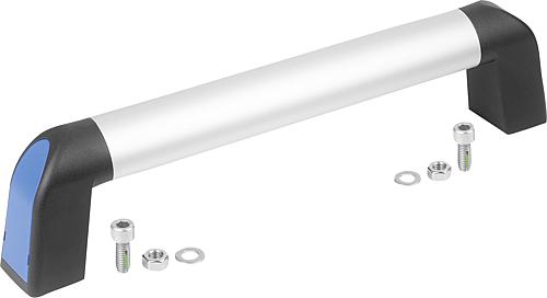 ROHRGRIFF BIGHAND, A=250, D=8 ALUMINIUM NATUR ELOXIERT, KOMP:THERMOPLAST SCHWARZGRAU RAL7021,