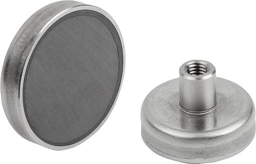 MAGNET FLACHGREIFER M05, D=40 +0,2/-0,1, H1=16,5, HARTFERRIT, RUND, KOMP:EDELSTAHL