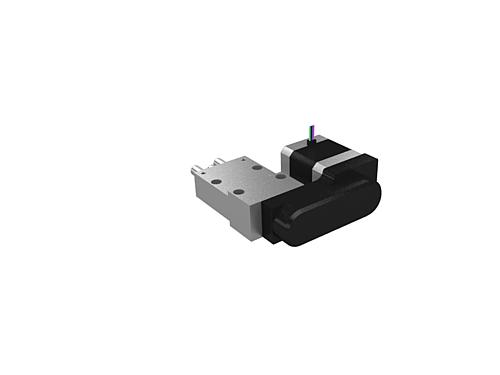 POSITIONIERTISCH KURZE AUSFÜHRUNG GR.8, FORM:B MIT SCHRITTMOTOR, KABEL OBEN, ANTRIEB RECHTS