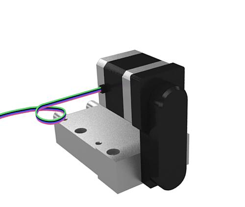 POSITIONIERTISCH KURZE AUSFÜHRUNG GR.12, FORM:B MIT SCHRITTMOTOR, KABEL LINKS, ANTRIEB OBEN