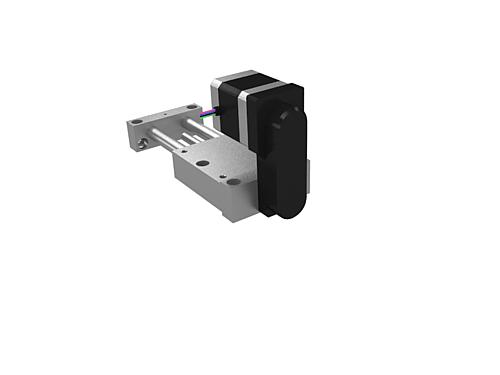 POSITIONIERTISCH LANGE AUSFÜHRUNG GR.12, FORM:B MIT SCHRITTMOTOR, KABEL LINKS, ANTRIEB OBEN