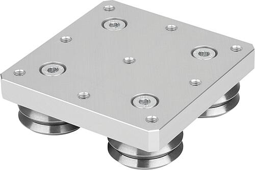 ROLLENFÜHRUNGSWAGEN F.LINEARFÜHRUNGSSCHIENEN, GERADE GR.2, KURZ, L=80, ALUMINIUM NATUR ELOXIERT,