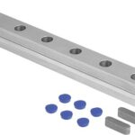 LINEARFÜHRUNGSSCHIENE GERADE, MIT NUT GR.2, L=2000, STAHL GEHÄRTET, KOMP:KUNSTSTOFF BLAU RAL5002