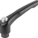 KLEMMHEBEL MIT SCHUTZKAPPE GR.2 5/16-18, ZINK SCHWARZ RAL9005 SEIDENMATT, KOMP:STAHL BRÜNIERT